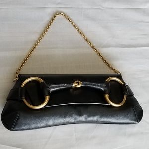 Gucci Horsebit Large Black Leather Clutch